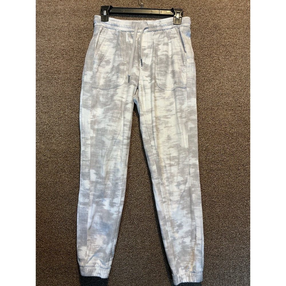 Athleta Farallon Jogger Dove‎ Gray Camo Off White Size 0 Drawstring
